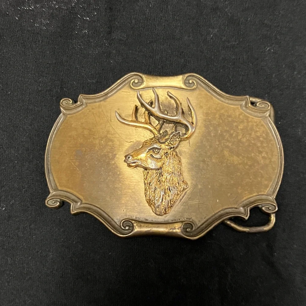 Men's Gold Deer Buckle Belt - Picture 1 of 4